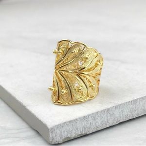 NEW Anthropologie Gold Fern Filigree Wrap Ring